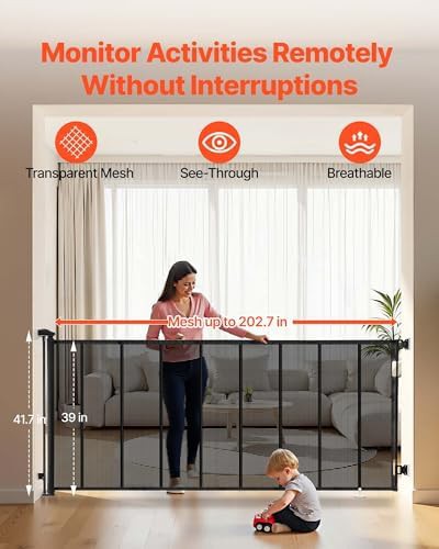 Extra wide retractable black mesh safety gate — photo 4