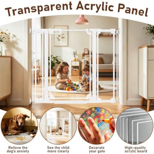 Extra tall clear acrylic dog gate with white frame — photo 5