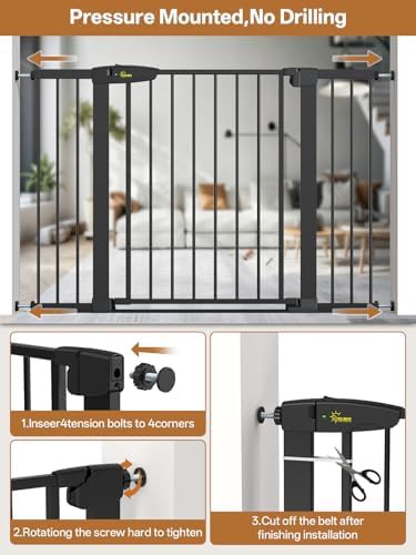 Black metal pressure mount safety gate — photo 5