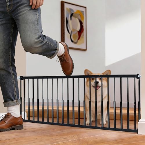 Short height adjustable black metal step over gate — photo 3