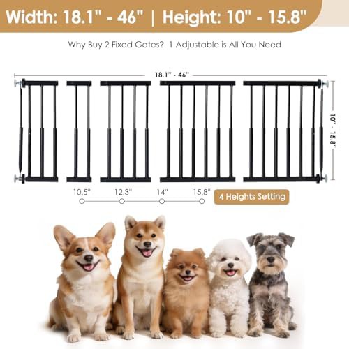 Short height adjustable black metal step over gate — photo 4
