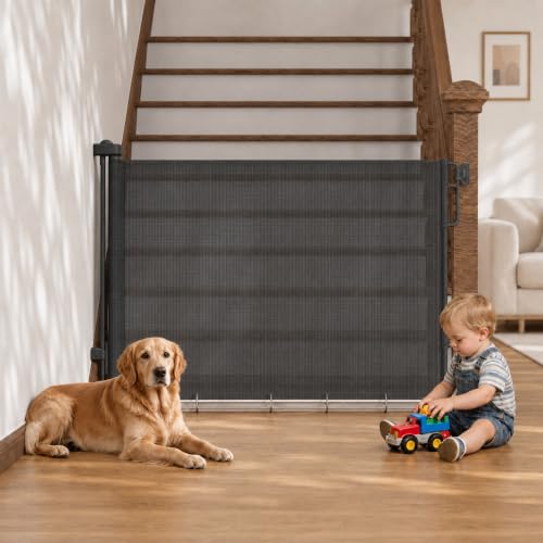 37-55" Retractable Baby Gates for Stairs & Doorways