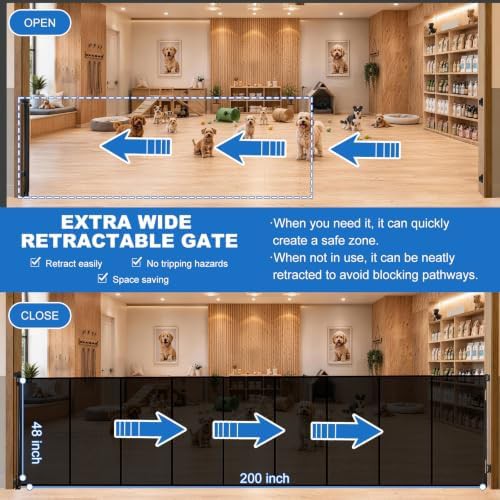 Extra wide black retractable dog gate for outdoors — photo 5