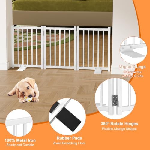 Short white freestanding folding pet gate — photo 5