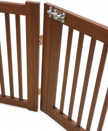 Extra long acacia wooden freestanding pet gate — photo 4